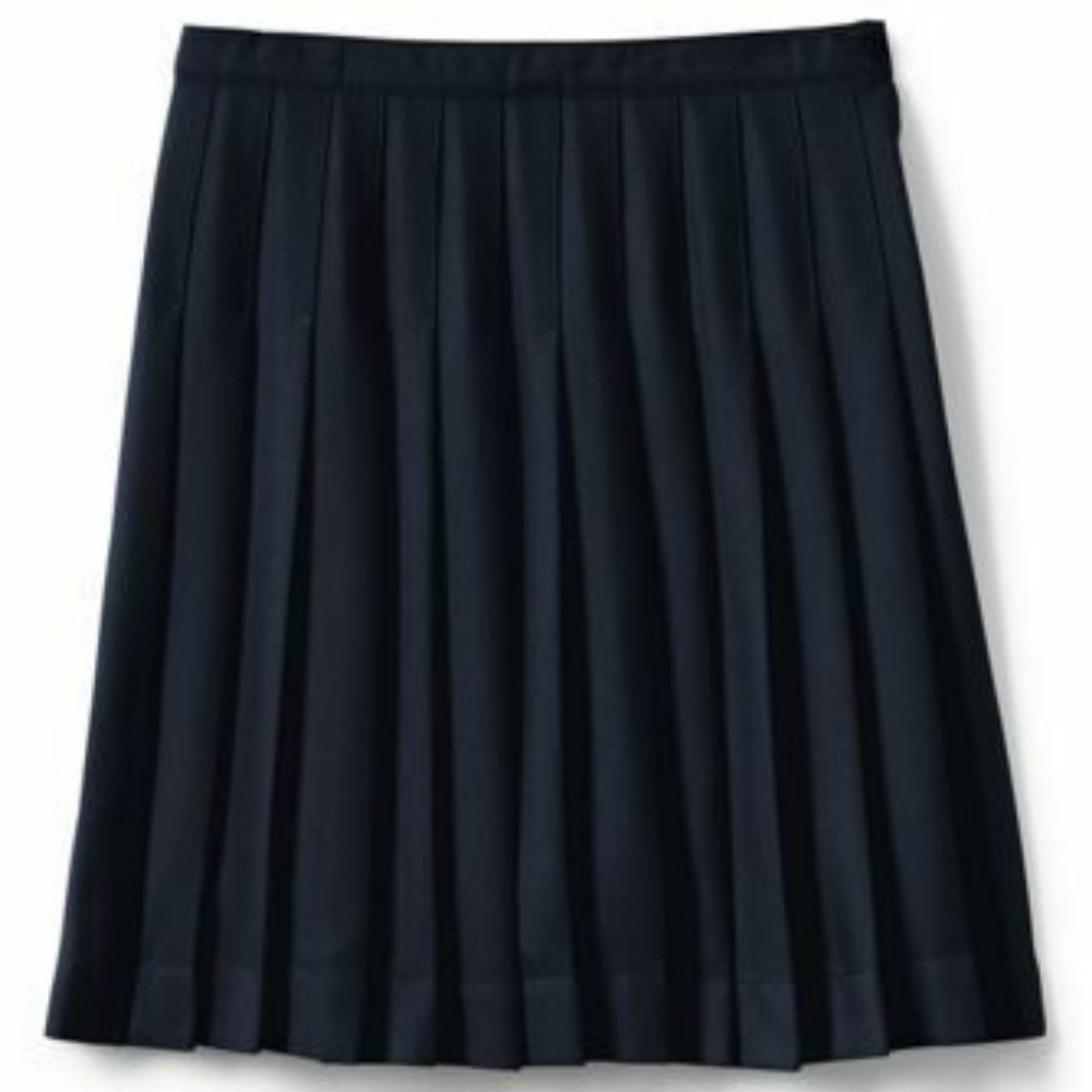 NWT LANDS' END UNIFORM GIRLS SOLID PLEATED BELOW THE KNEE SKIRT CLASSIC NAVY 4 - Picture 2 of 7